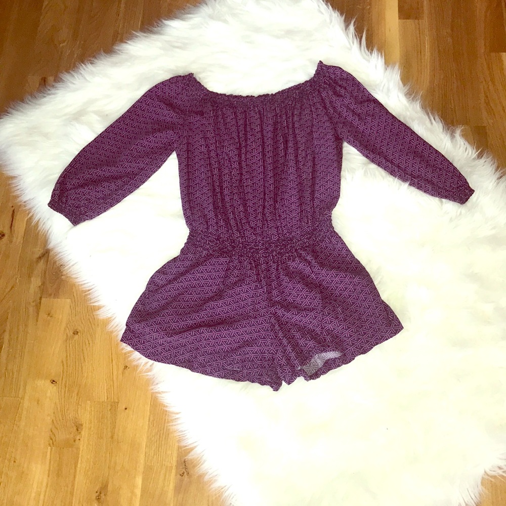 Long sleeve off the shoulder romper with pockets